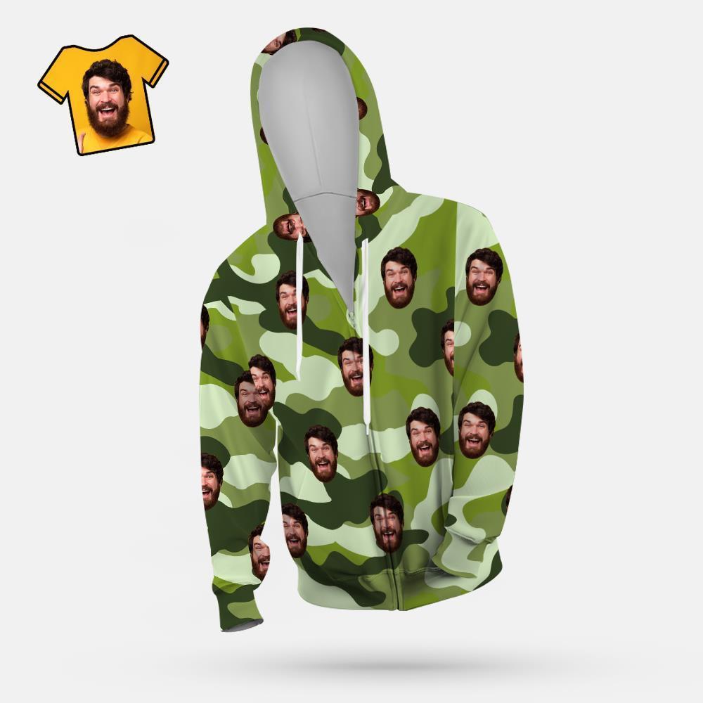 Custom Face Unisex Hoodie Casual Imprimé Auqamarin Camouflage - VisageChaussettes