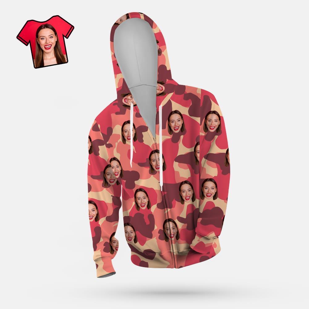 Custom Face Unisex Hoodie Casual Imprimé Misty Rose Camouflage - VisageChaussettes