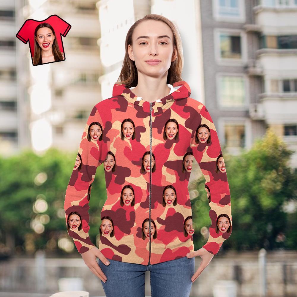 Custom Face Unisex Hoodie Casual Imprimé Misty Rose Camouflage - VisageChaussettes