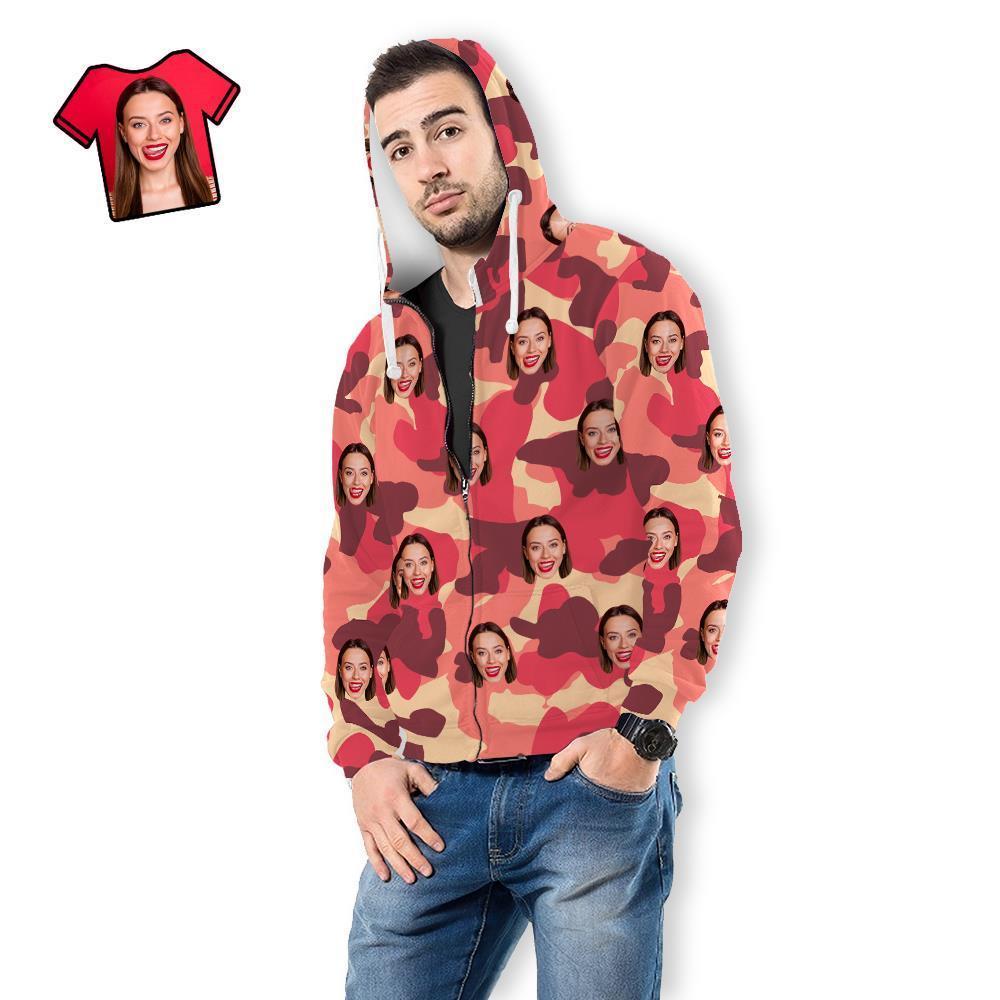 Custom Face Unisex Hoodie Casual Imprimé Misty Rose Camouflage - VisageChaussettes