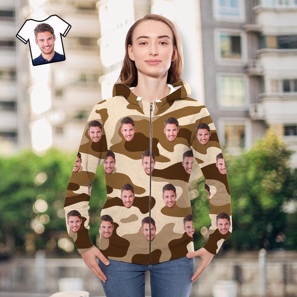 Custom Face Unisex Hoodie Casual Imprimé Blé Camouflage - VisageChaussettes