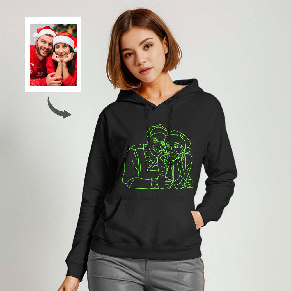 Photo Personnalisée Brille Dans Le Noir Sweat À Capuche Multicolore Personnalisé Lumineux Unisexe Sweat À Capuche Cadeau Créatif - VisageChaussettes