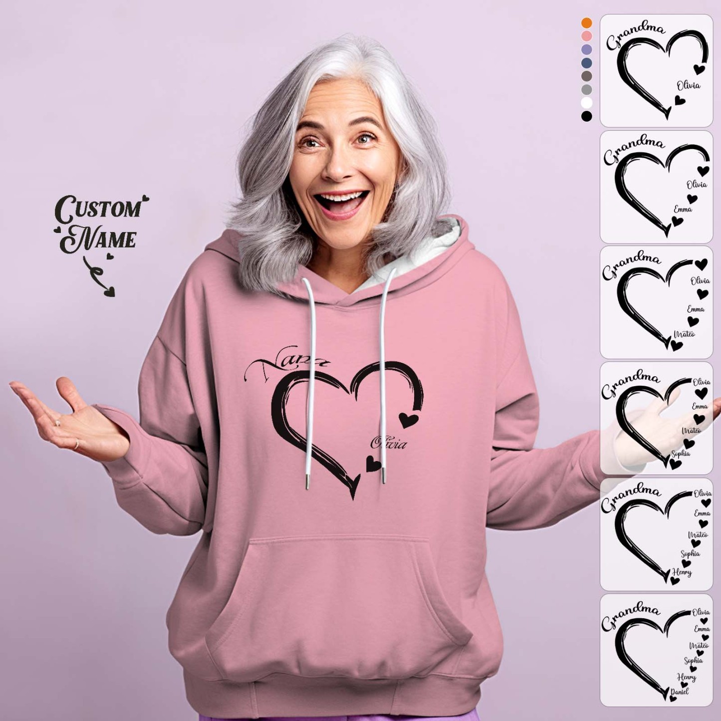 Sweat À Capuche Personnalisé Maman Grand-mère, Nom Personnalisé Pour Enfants, Cadeaux De Fête Des Mères - VisageChaussettes