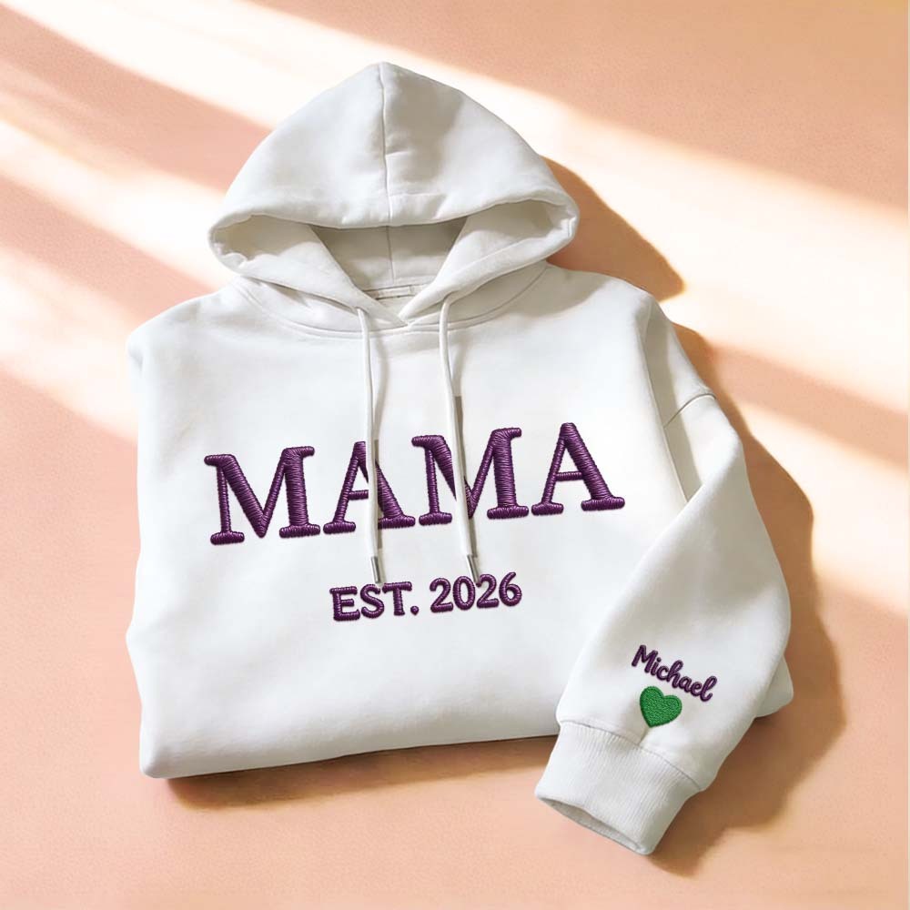 Sweat-shirt Brodé Personnalisé « maman », Sweat À Capuche Brodé Personnalisé « maman », Tenue Pour Nouvelle Maman, Vêtements Pour Annoncer Une Grossesse, Cadeaux Pour La Fête Des Mères - MyFaceSocksFR