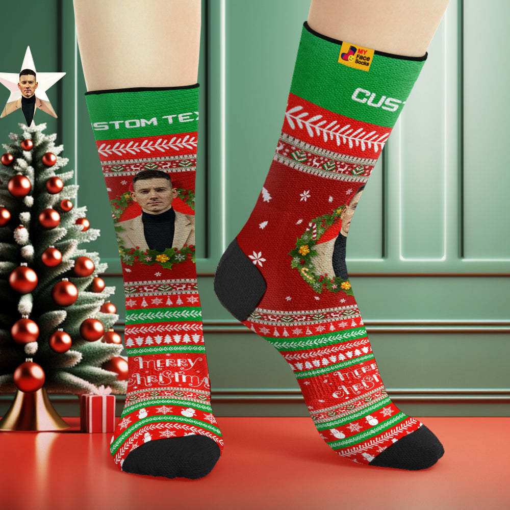 Chaussettes Personnalisées Pour Le Visage, Chaussettes Souples Personnalisées, Cadeaux De Vacances De Noël, Showtime - VisageChaussettes