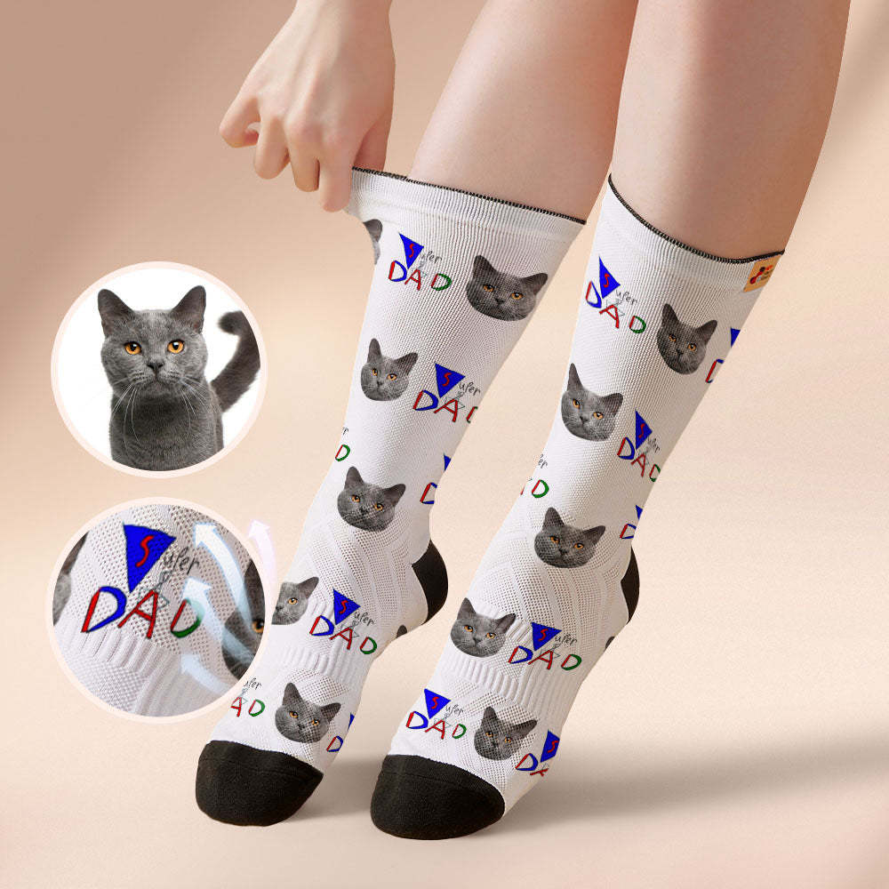 Chaussettes Respirantes Personnalisées Pour Le Visage, Cadeau Pour La Fête Des Pères, Super Papa - VisageChaussettes