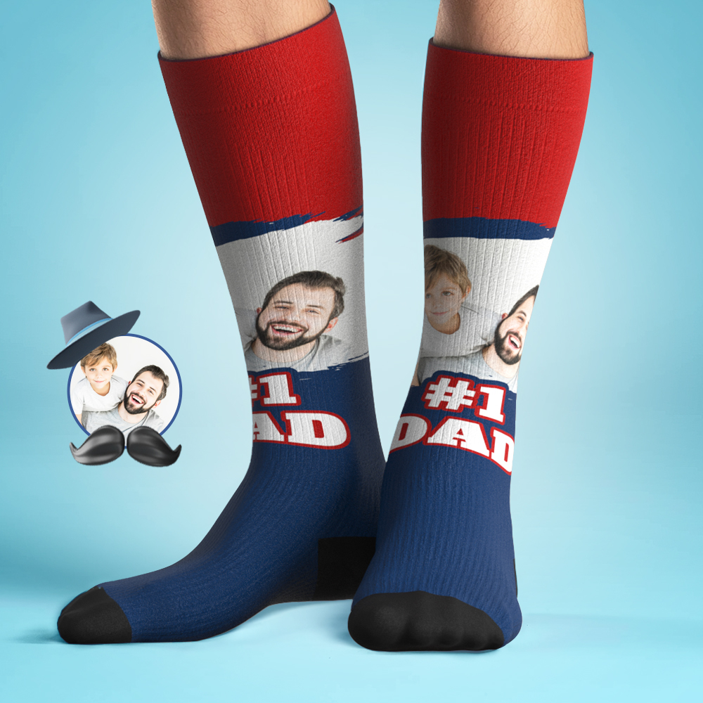Chaussettes Hautes Personnalisées #1 Dad, Compression Personnalisée, Tournoi De La Fête Des Pères, Équipe Sportive, Baseball, Softball, Football - MyFaceSocksFR
