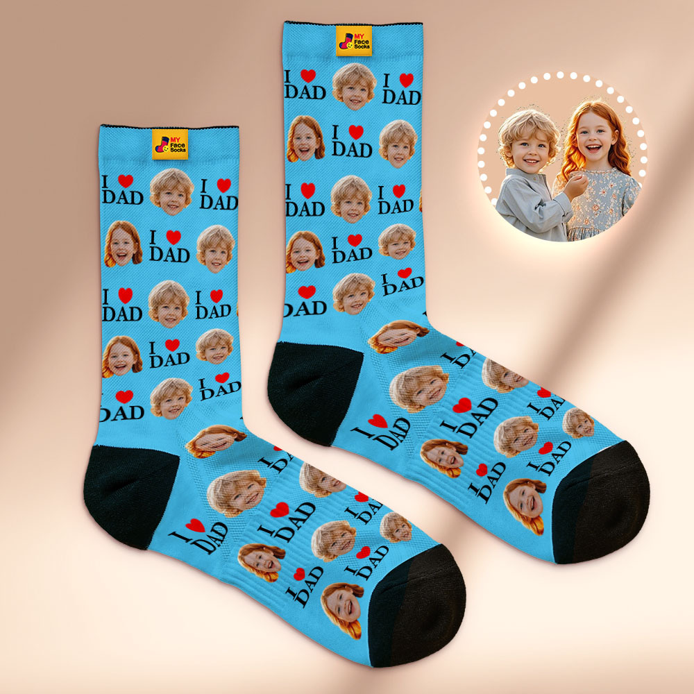 Chaussettes Personnalisées Avec Photo Du Visage, Chaussettes Colorées À Talons Hauts, Design Personnalisé, Meilleur Cadeau Pour La Fête Des Pères - MyFaceSocksFR