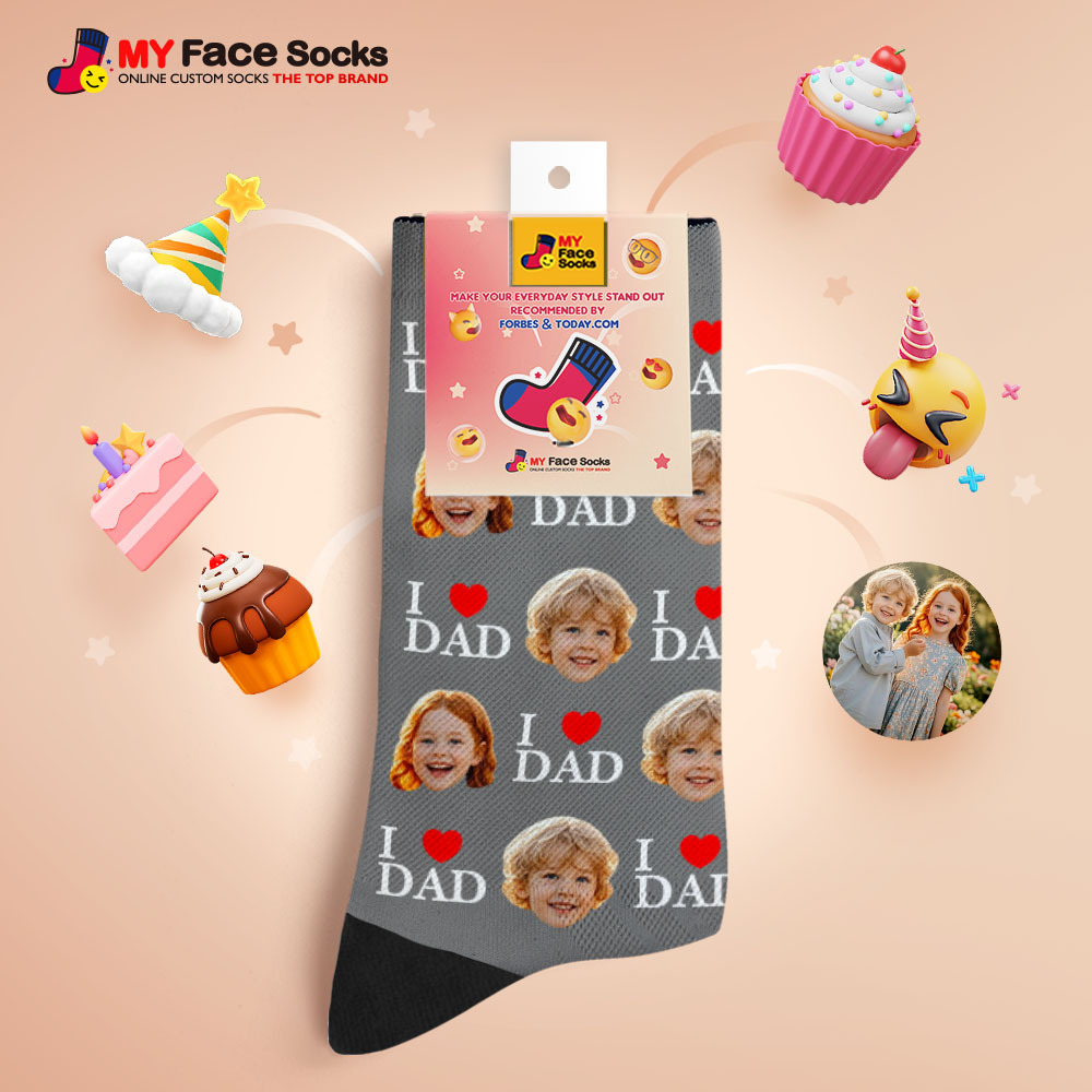 Chaussettes Personnalisées Avec Photo Du Visage, Chaussettes Colorées À Talons Hauts, Design Personnalisé, Meilleur Cadeau Pour La Fête Des Pères - MyFaceSocksFR