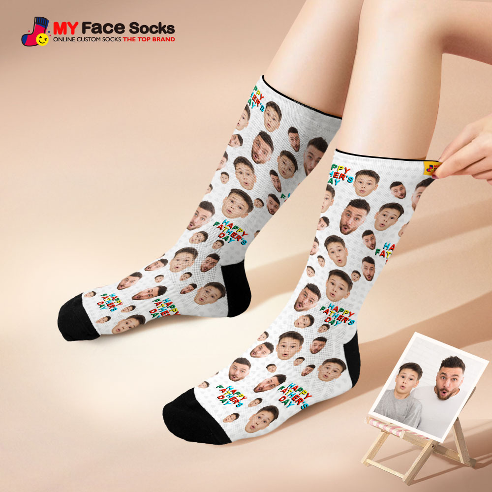 Chaussettes Personnalisées Avec Photo Sur Tout Le Visage, Colorées, Joyeuse Fête Des Pères, Design Personnalisé, Meilleure Idée Cadeau - MyFaceSocksFR