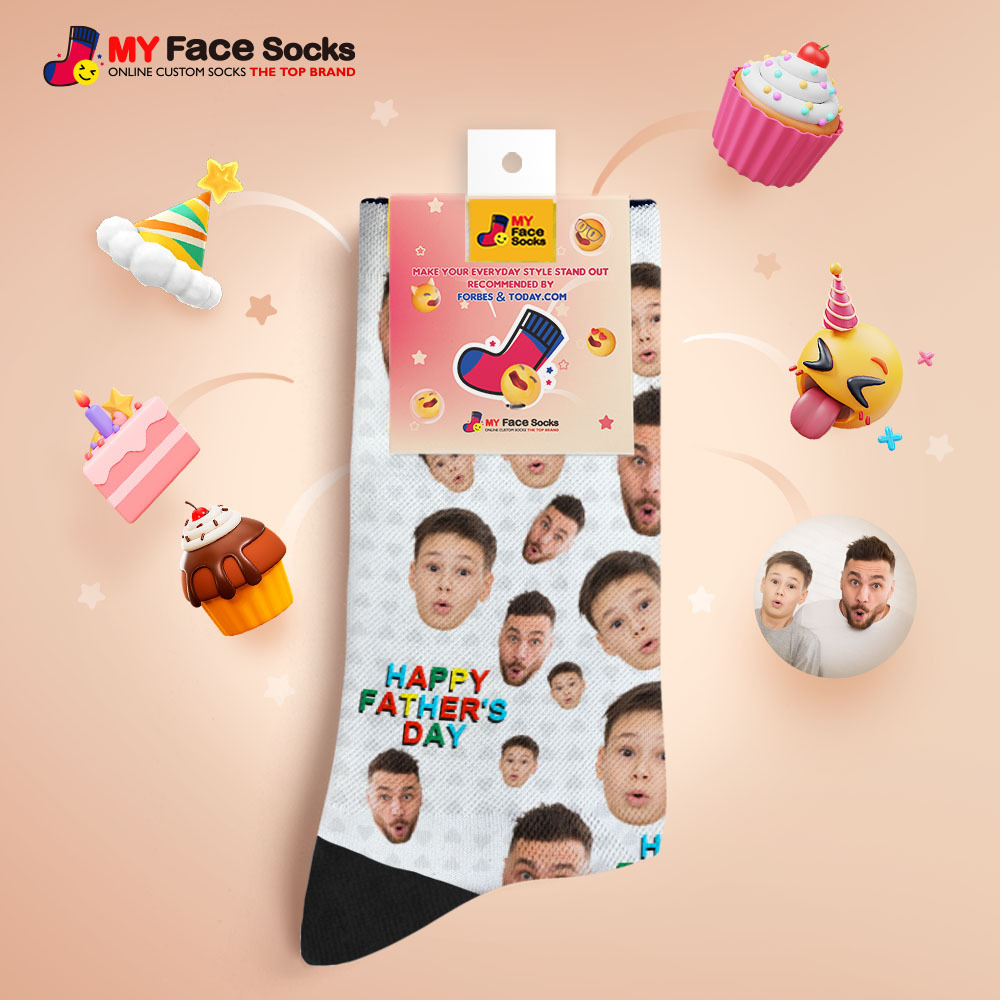 Chaussettes Personnalisées Avec Photo Sur Tout Le Visage, Colorées, Joyeuse Fête Des Pères, Design Personnalisé, Meilleure Idée Cadeau - MyFaceSocksFR