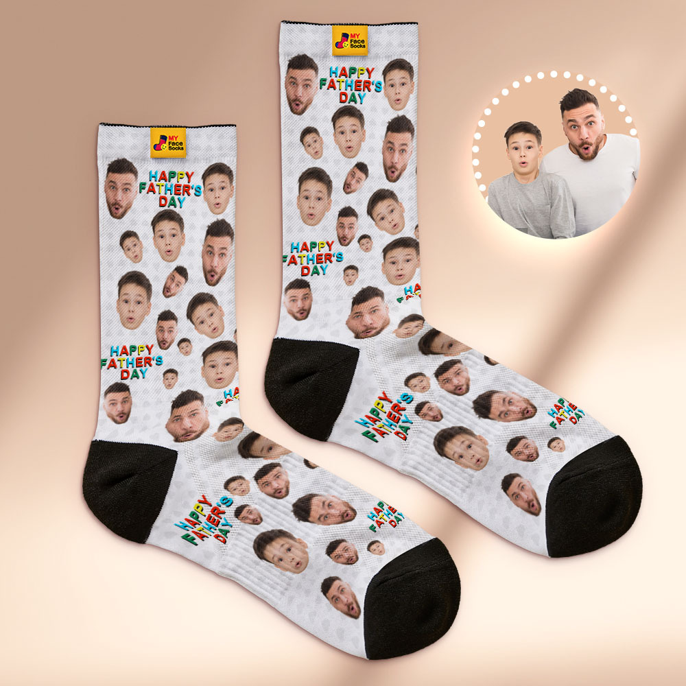Chaussettes Personnalisées Avec Photo Sur Tout Le Visage, Colorées, Joyeuse Fête Des Pères, Design Personnalisé, Meilleure Idée Cadeau - MyFaceSocksFR