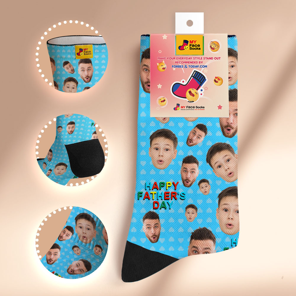 Chaussettes Personnalisées Avec Photo Sur Tout Le Visage, Colorées, Joyeuse Fête Des Pères, Design Personnalisé, Meilleure Idée Cadeau - MyFaceSocksFR