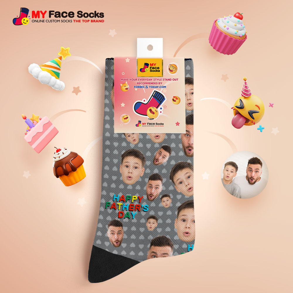 Chaussettes Personnalisées Avec Photo Sur Tout Le Visage, Colorées, Joyeuse Fête Des Pères, Design Personnalisé, Meilleure Idée Cadeau - MyFaceSocksFR