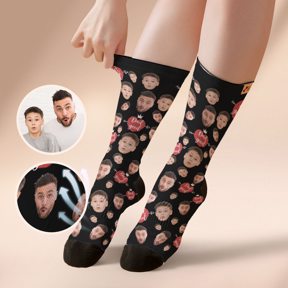 Chaussettes Personnalisées Avec Photo Du Visage Intégral, Chaussettes Love Dad, Bonne Couleur, Couronne, Design Personnalisé, Meilleur Cadeau Pour La Fête Des Pères - MyFaceSocksFR