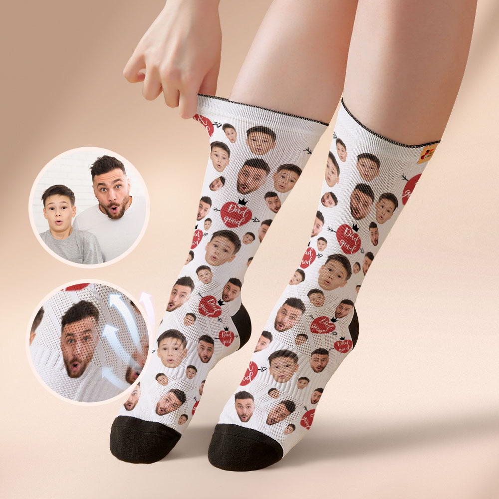 Chaussettes Personnalisées Avec Photo Du Visage Intégral, Chaussettes Love Dad, Bonne Couleur, Couronne, Design Personnalisé, Meilleur Cadeau Pour La Fête Des Pères - MyFaceSocksFR