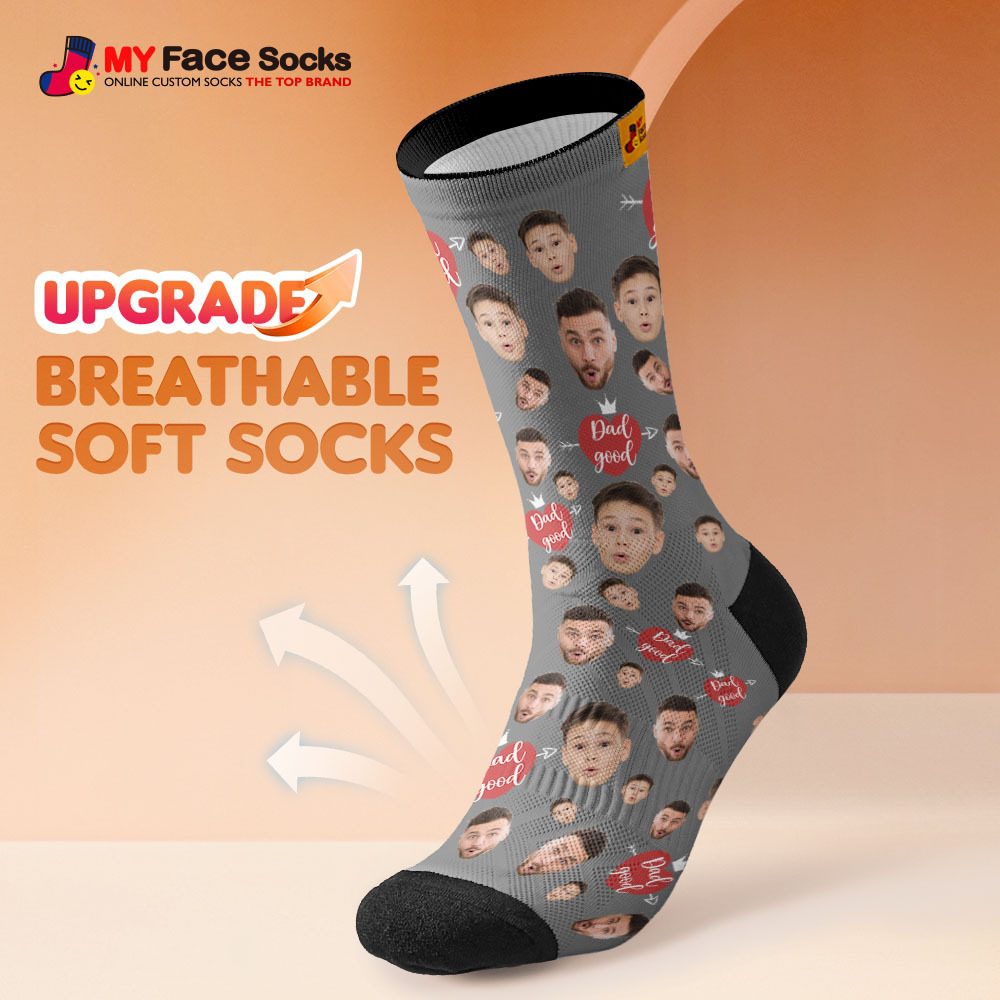 Chaussettes Personnalisées Avec Photo Du Visage Intégral, Chaussettes Love Dad, Bonne Couleur, Couronne, Design Personnalisé, Meilleur Cadeau Pour La Fête Des Pères - MyFaceSocksFR