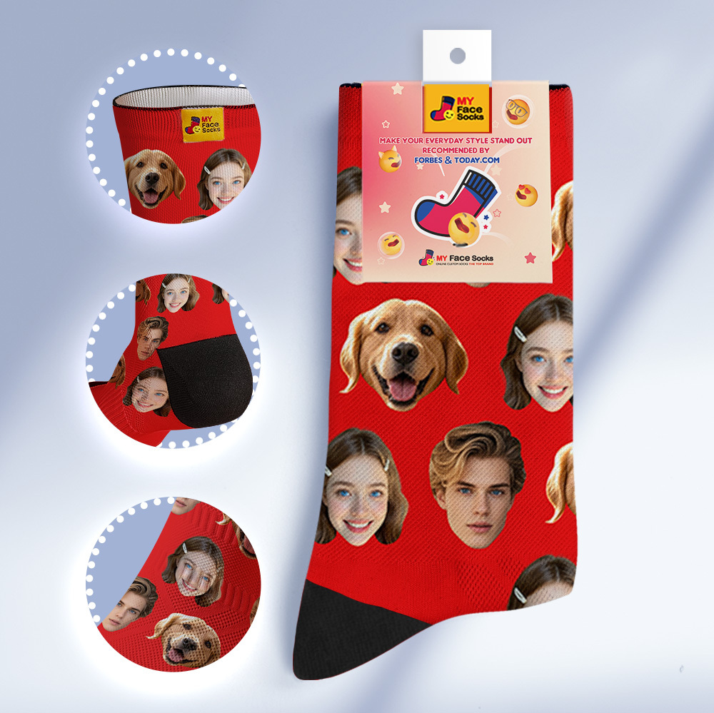 Chaussettes Personnalisées Avec Photo De Visage, Chaussettes Personnalisées Avec Photo De Visage, Chaussettes De Famille Grises Amusantes Avec Photo - MyFaceSocksFR