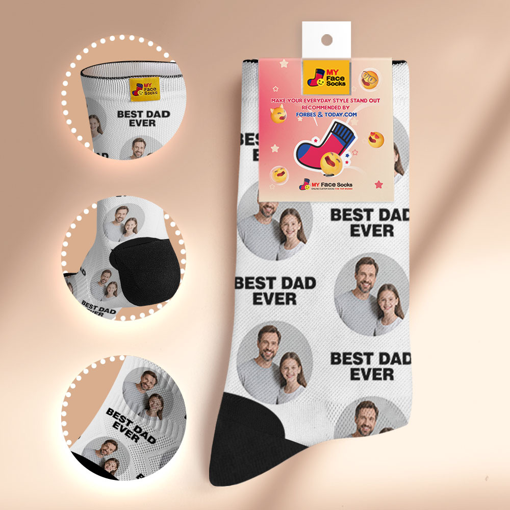 Chaussettes Personnalisées Pour Le Visage, Chaussettes Photo Pour Papa, Chaussettes Imprimées Avec Photo, Chaussettes Colorées Pour Papa, Cadeau Personnalisé Pour La Fête Des Pères - MyFaceSocksFR