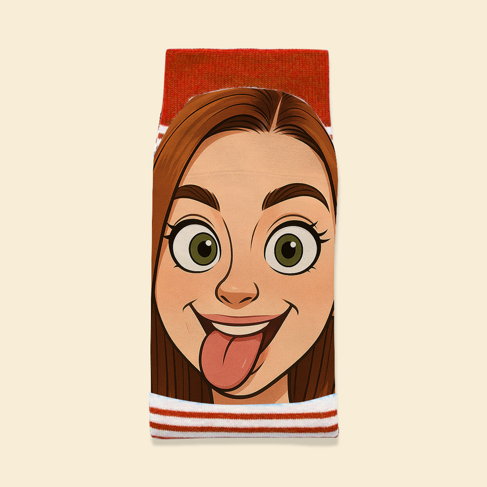 Chaussettes Amusantes Avec Visage Personnalisé, Cadeaux Photo De Style Dessin Animé Pour Lui Et Elle - MyFaceSocksFR