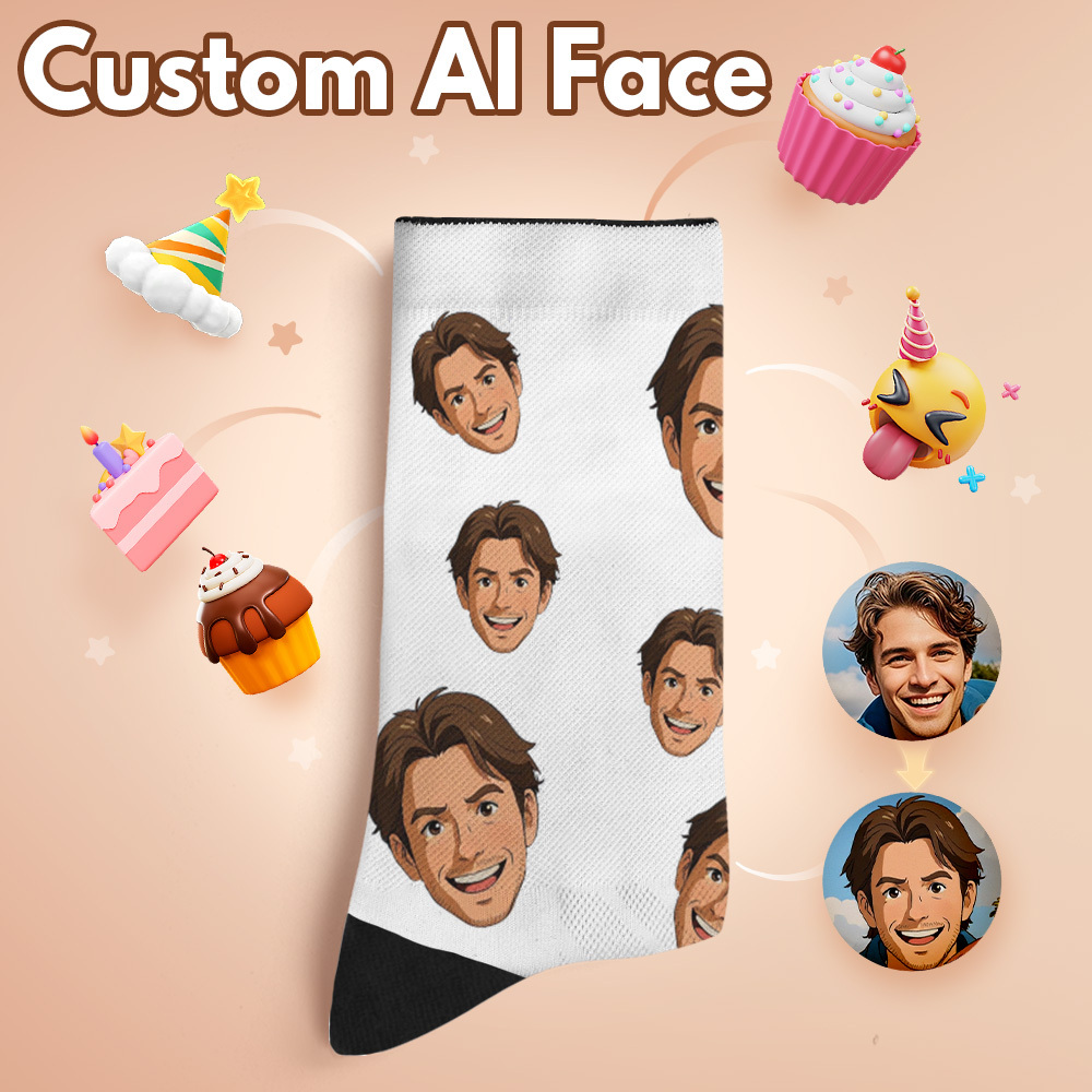 Chaussettes Personnalisées Avec Photo Et Grand Visage, Design Coloré Et Personnalisé, Idée Cadeau Idéale Pour Un Amoureux - MyFaceSocksFR