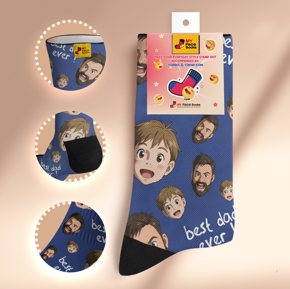 Chaussettes Personnalisées Avec Photo De Papa, Chaussettes Blanches Colorées, Design Personnalisé, Meilleur Cadeau Pour La Fête Des Pères - MyFaceSocksFR