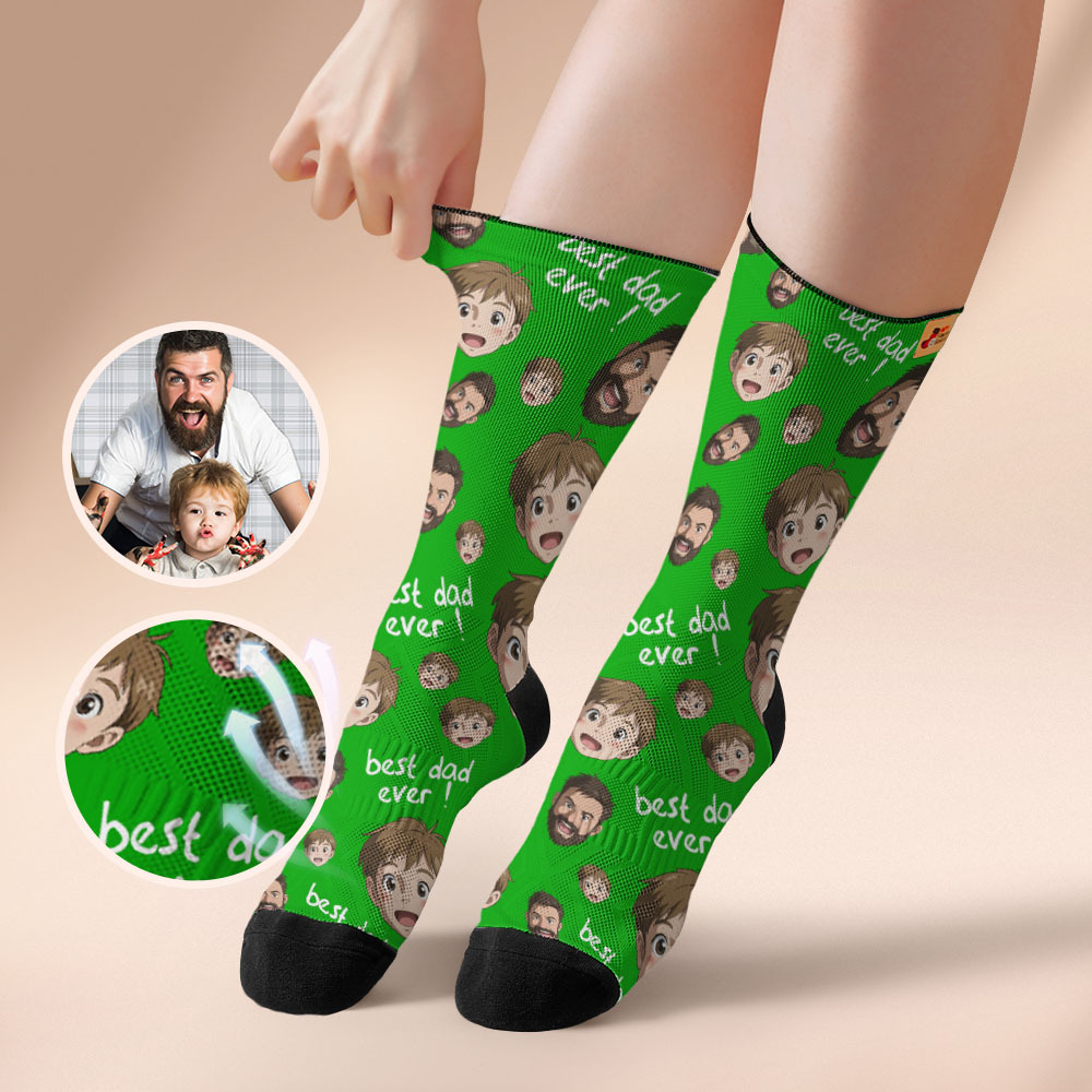 Chaussettes Personnalisées Avec Photo De Papa, Chaussettes Blanches Colorées, Design Personnalisé, Meilleur Cadeau Pour La Fête Des Pères - MyFaceSocksFR