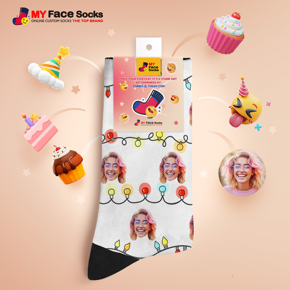 Chaussettes Personnalisées Avec Visage D'elfe, Chaussettes De Noël Personnalisées Avec Photo, Cadeau Amusant Pour La Famille Et Les Amis - MyFaceSocksFR
