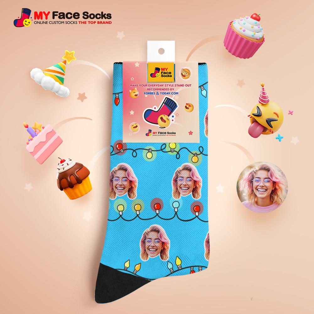 Chaussettes Personnalisées Avec Visage D'elfe, Chaussettes De Noël Personnalisées Avec Photo, Cadeau Amusant Pour La Famille Et Les Amis - MyFaceSocksFR