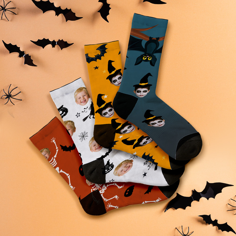 Chaussettes Personnalisées Pour Le Visage Chaussettes Photo D'halloween Personnalisées Joyeux Halloween - MyFaceSocksFR