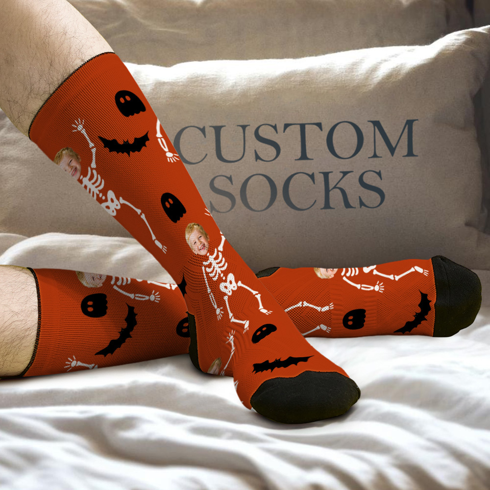 Chaussettes Photo Personnalisées Amusantes Avec Imprimé Visage Pour Halloween - MyFaceSocksFR