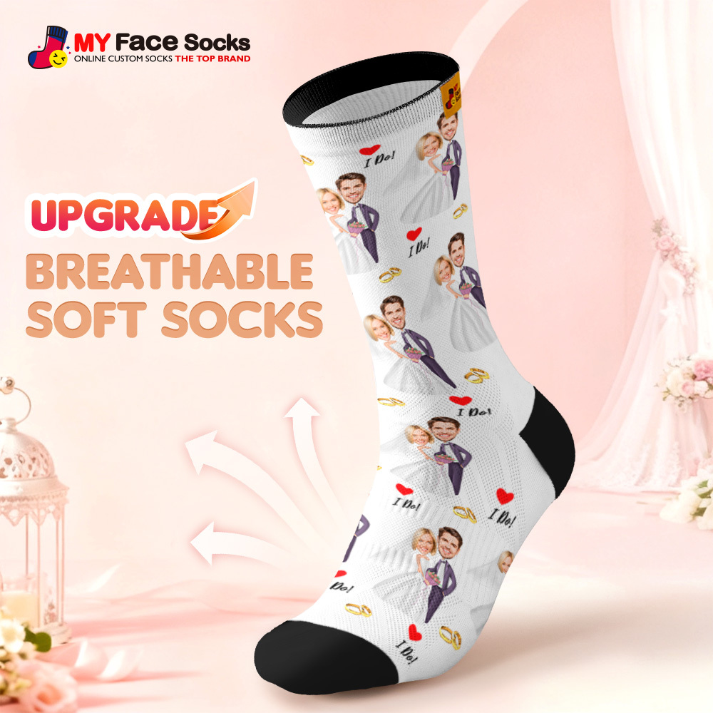 Chaussettes Personnalisées À Thème De Mariage Chaussettes Photo De Couple Personnalisées, Cadeau Drôle De Marié Et De Mariée, Cadeau D'anniversaire Ou De Fiançailles Personnalisé - MyFaceSocksFR