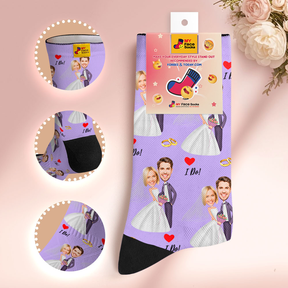 Chaussettes Personnalisées À Thème De Mariage Chaussettes Photo De Couple Personnalisées, Cadeau Drôle De Marié Et De Mariée, Cadeau D'anniversaire Ou De Fiançailles Personnalisé - MyFaceSocksFR