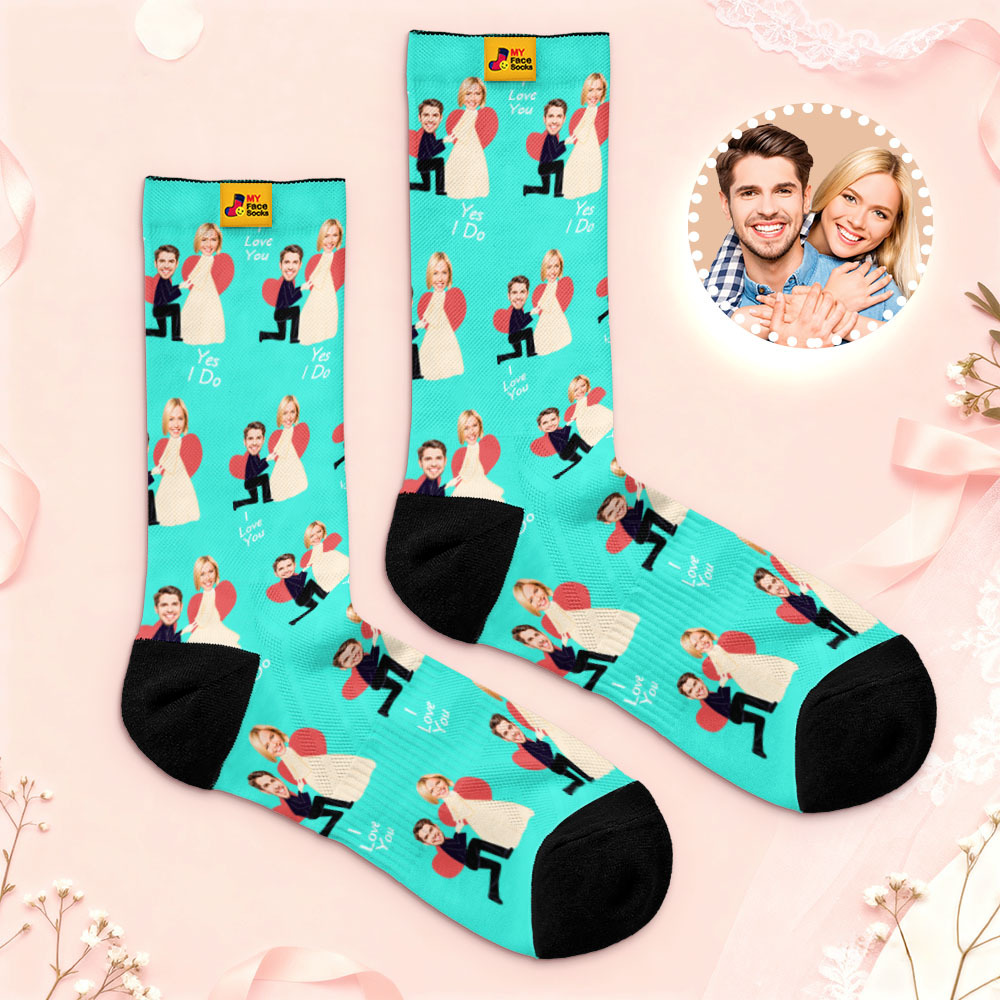 Chaussettes Personnalisées À Thème De Mariage Chaussettes Photo De Couple Personnalisées, Cadeau Drôle De Marié Et De Mariée, Cadeau D'anniversaire Ou De Fiançailles Personnalisé - MyFaceSocksFR