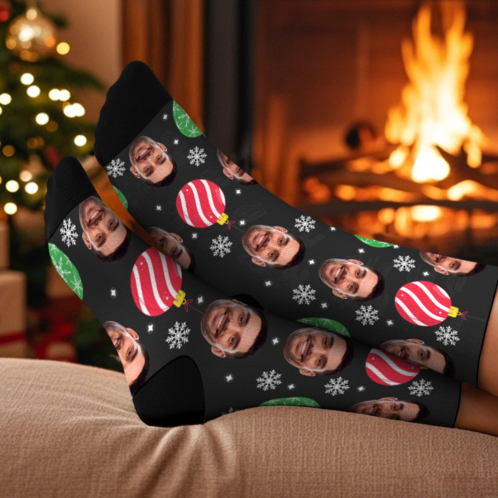 Chaussettes Personnalisées Avec Visage, Chaussettes De Noël Personnalisées Avec Photo Du Père Noël Et Du Sapin, Cadeau Amusant Pour La Famille, Les Amis Et Les Amoureux - MyFaceSocksFR