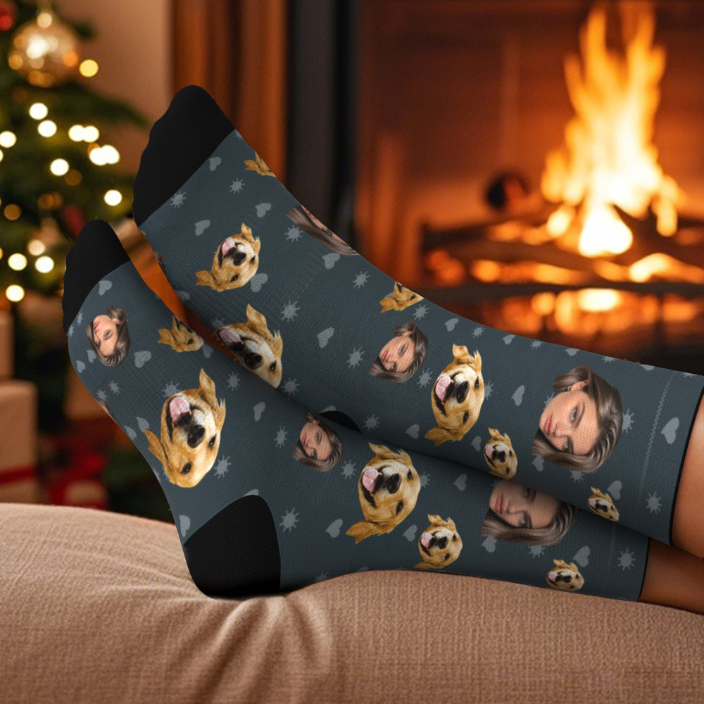Chaussettes De Noël Personnalisées Avec Des Visages Amusants - Cadeau - MyFaceSocksFR