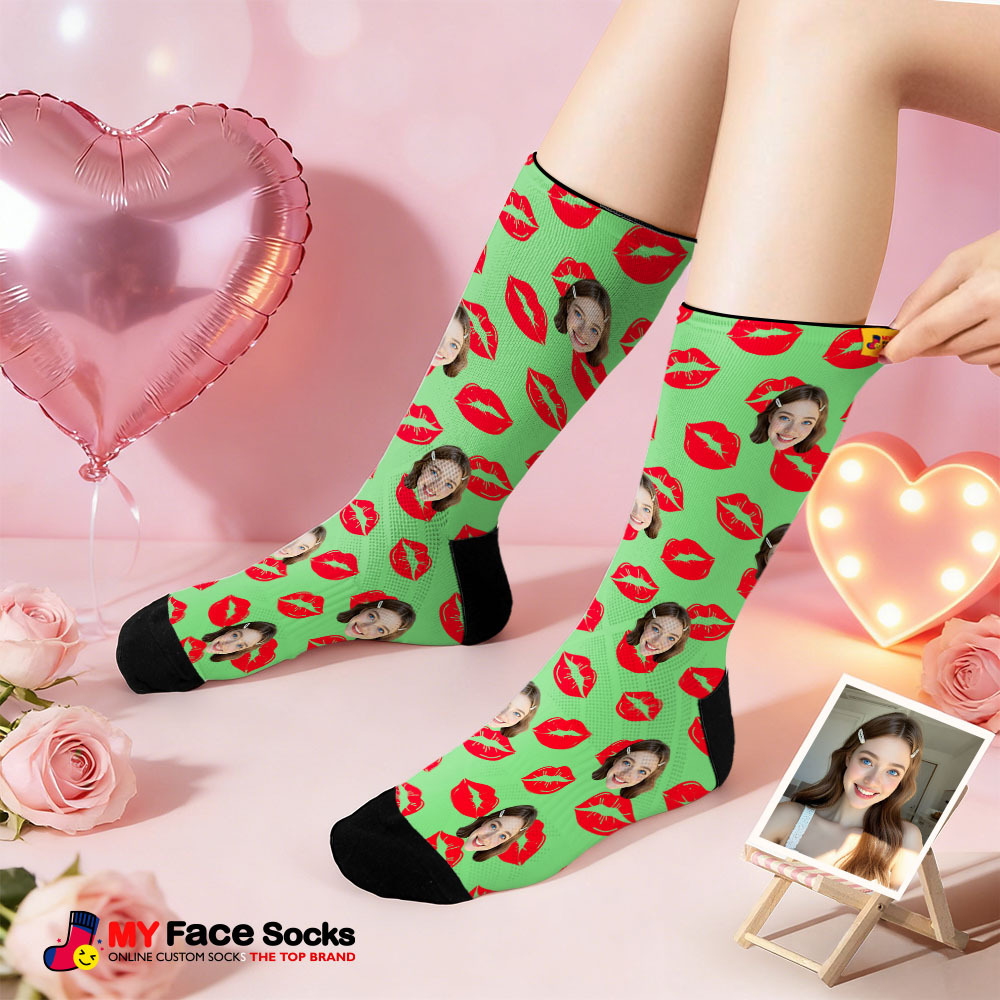 Chaussettes Personnalisées Avec Photo Et Motif Cœur Rouge, Cadeau Idéal Pour La Saint-valentin Ou Pour Les Couples. - MyFaceSocksFR