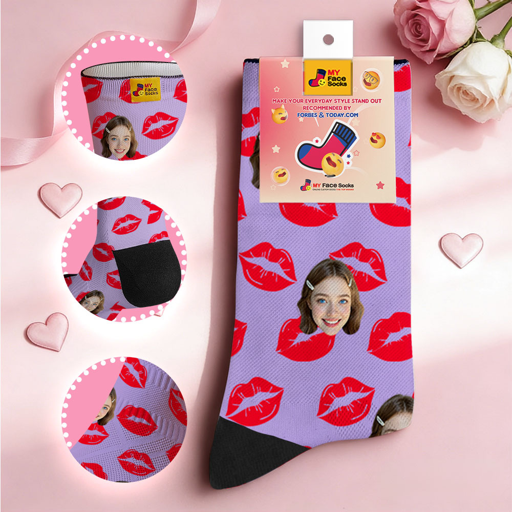 Chaussettes Personnalisées Avec Photo Et Motif Cœur Rouge, Cadeau Idéal Pour La Saint-valentin Ou Pour Les Couples. - MyFaceSocksFR