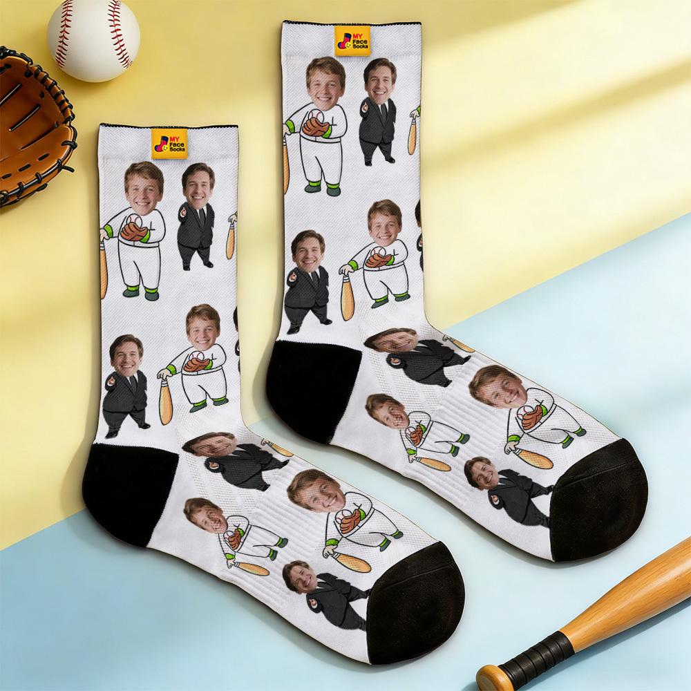 Chaussettes Personnalisées Avec Visages Chaussettes Photo Amusantes Personnalisées Pour Papa, Cadeau De Fête Des Pères - MyFaceSocksFR