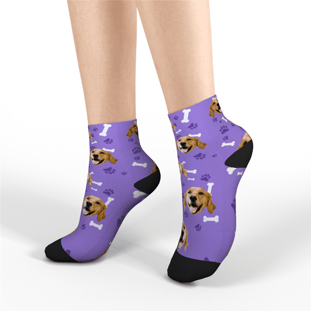 Chaussettes Courtes Personnalisées Chaussettes Visage Personnalisées Cadeaux D'été - Chien - VisageChaussettes