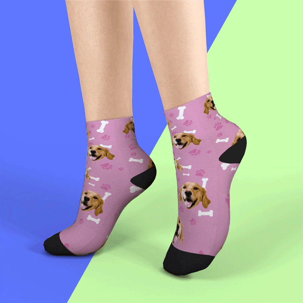 Chaussettes Courtes Personnalisées Chaussettes Visage Personnalisées Cadeaux D'été - Chien - VisageChaussettes