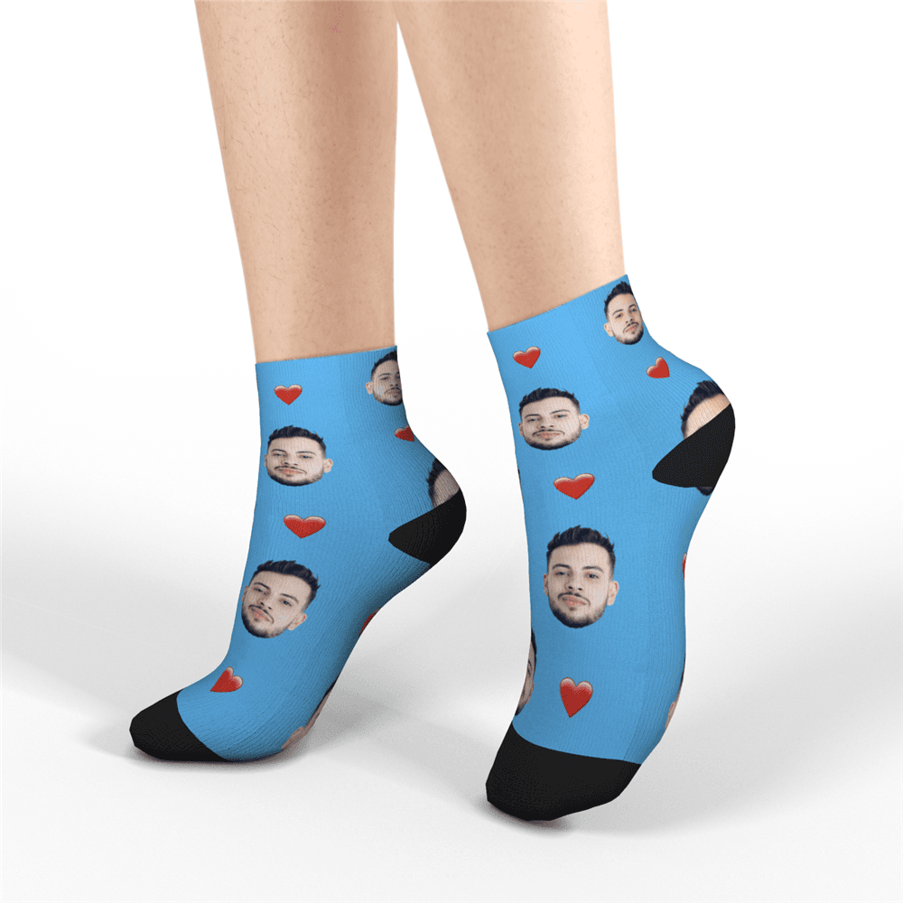 Chaussettes Courtes Personnalisées Chaussettes Visage Personnalisées Cadeaux D'été - Coeur - VisageChaussettes