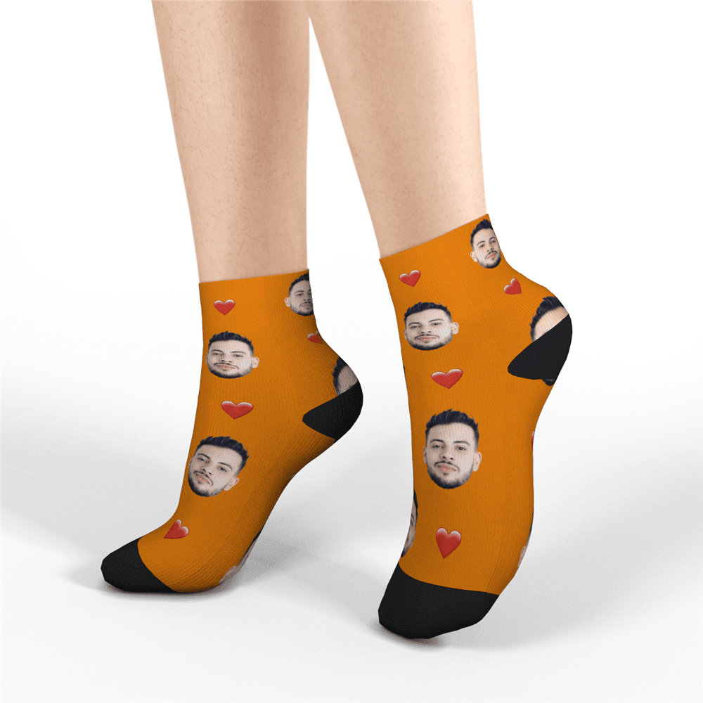 Chaussettes Courtes Personnalisées Chaussettes Visage Personnalisées Cadeaux D'été - Coeur - VisageChaussettes