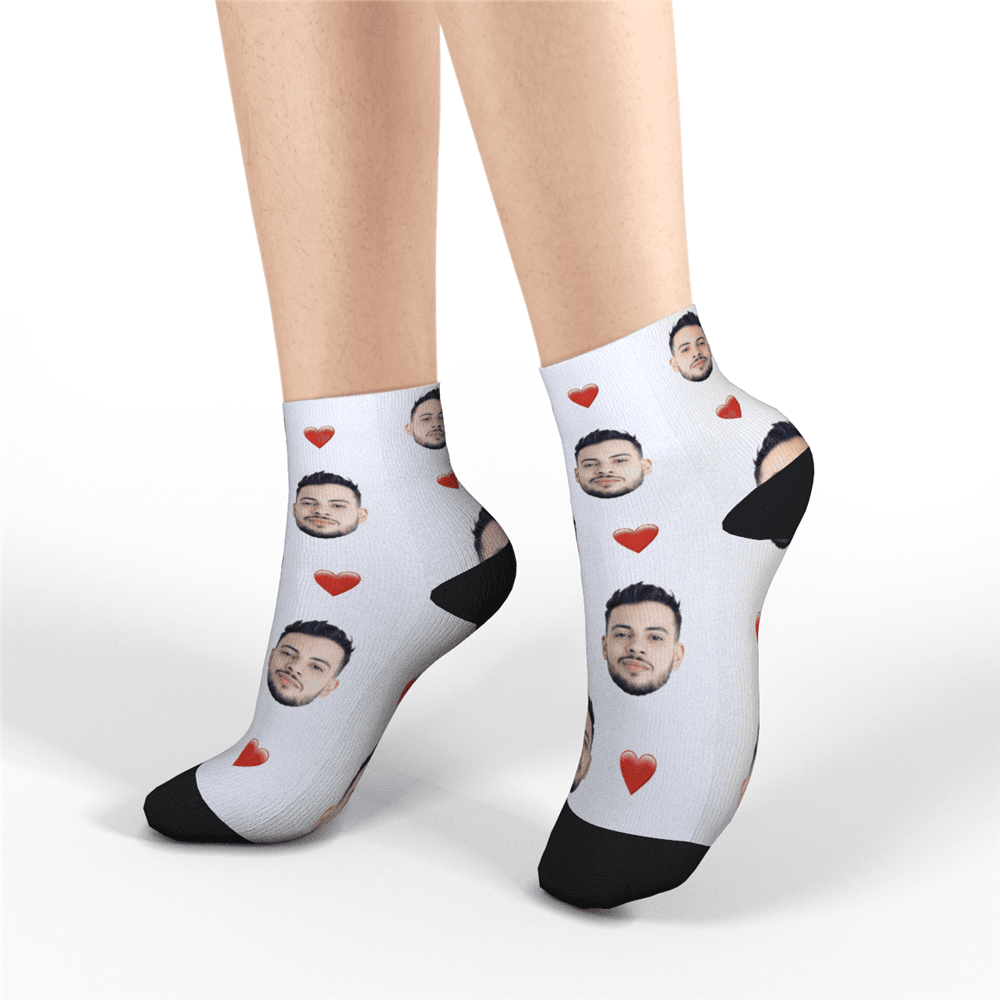 Chaussettes Courtes Personnalisées Chaussettes Visage Personnalisées Cadeaux D'été - Coeur - VisageChaussettes