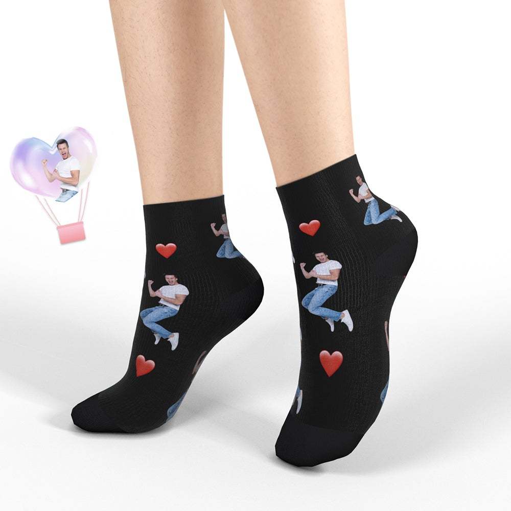 Chaussettes Quarts Personnalisées Avec Cadeau Saint Valentin Coeur - VisageChaussettes