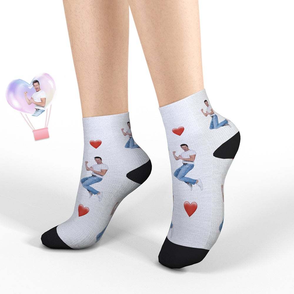Chaussettes Quarts Personnalisées Avec Cadeau Saint Valentin Coeur - VisageChaussettes