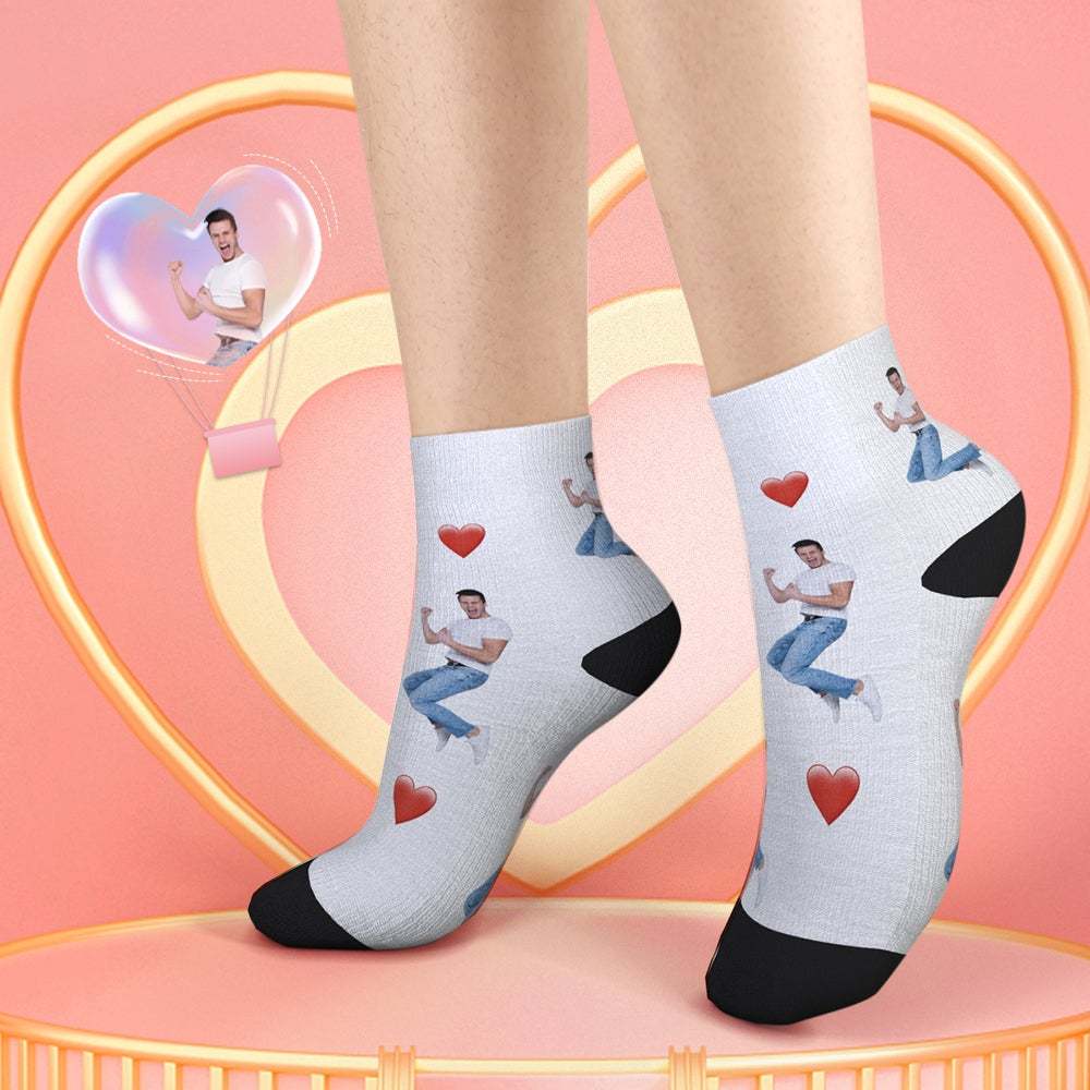 Chaussettes Quarts Personnalisées Avec Cadeau Saint Valentin Coeur - VisageChaussettes