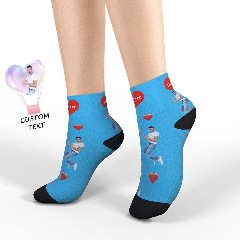 Chaussettes Quarts Personnalisées Avec Cadeau Saint Valentin Coeur - VisageChaussettes
