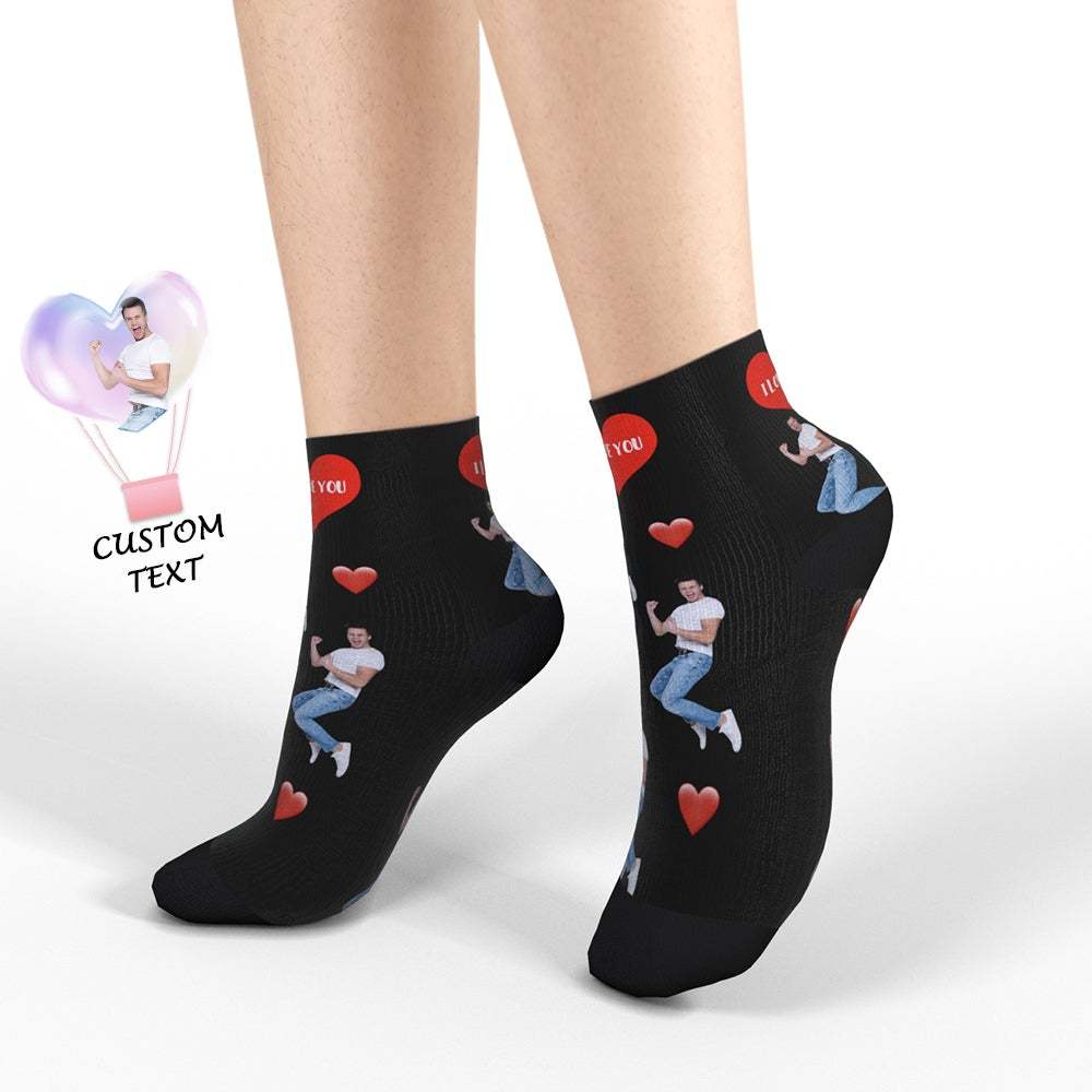 Chaussettes Quarts Personnalisées Avec Cadeau Saint Valentin Coeur - VisageChaussettes