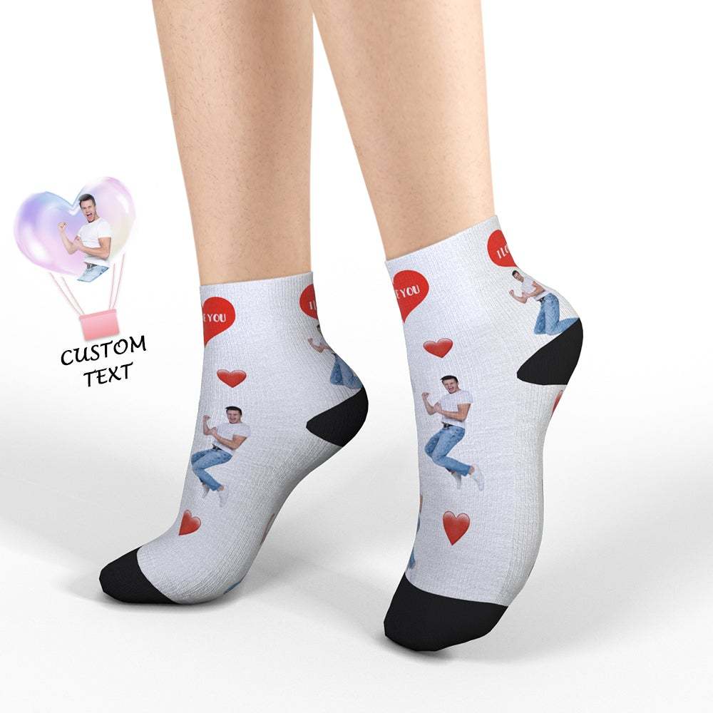 Chaussettes Quarts Personnalisées Avec Cadeau Saint Valentin Coeur - VisageChaussettes